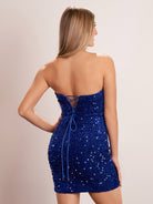 Evora | Bodycon Royal Blue Sweetheart Sequin Short Homecoming Dresses - KissProm