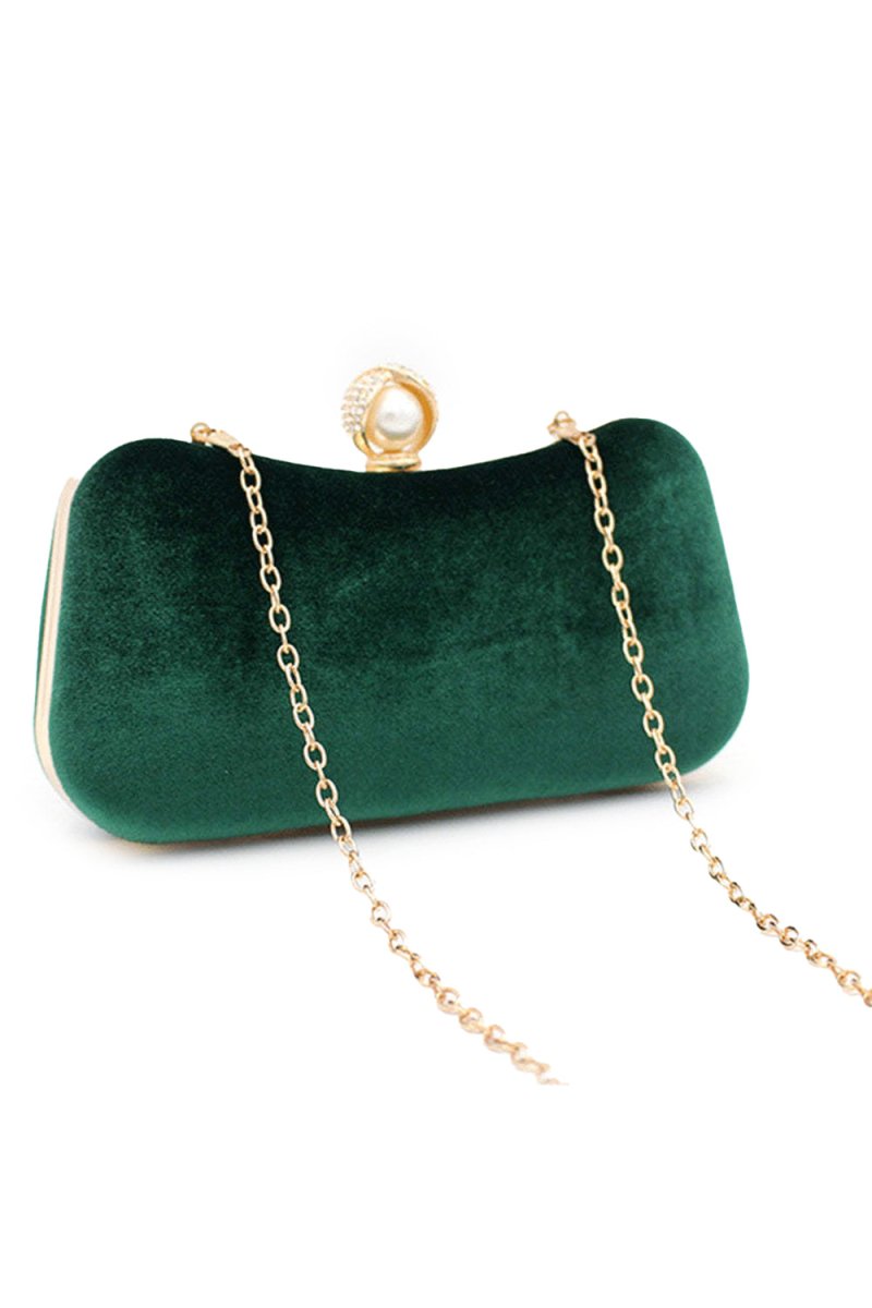 Eye - Catching Imitation Velvet Chain Clutch Bag - KissProm