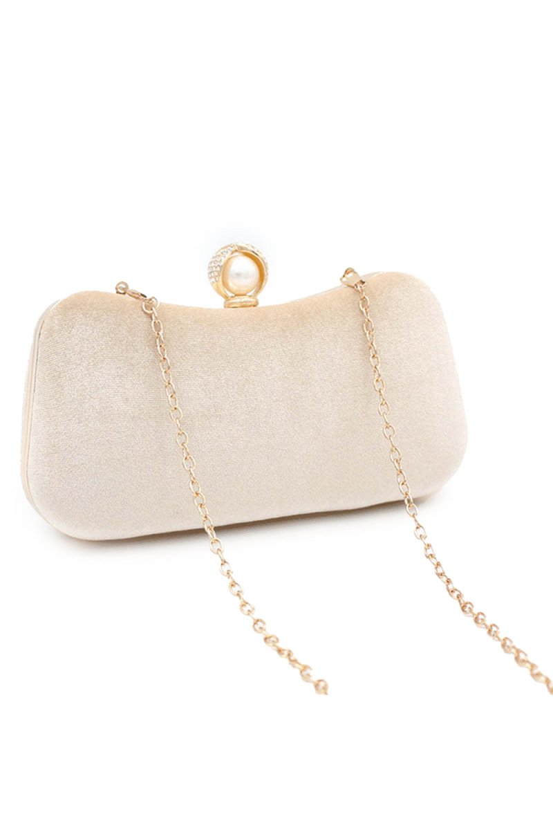 Eye - Catching Imitation Velvet Chain Clutch Bag - KissProm