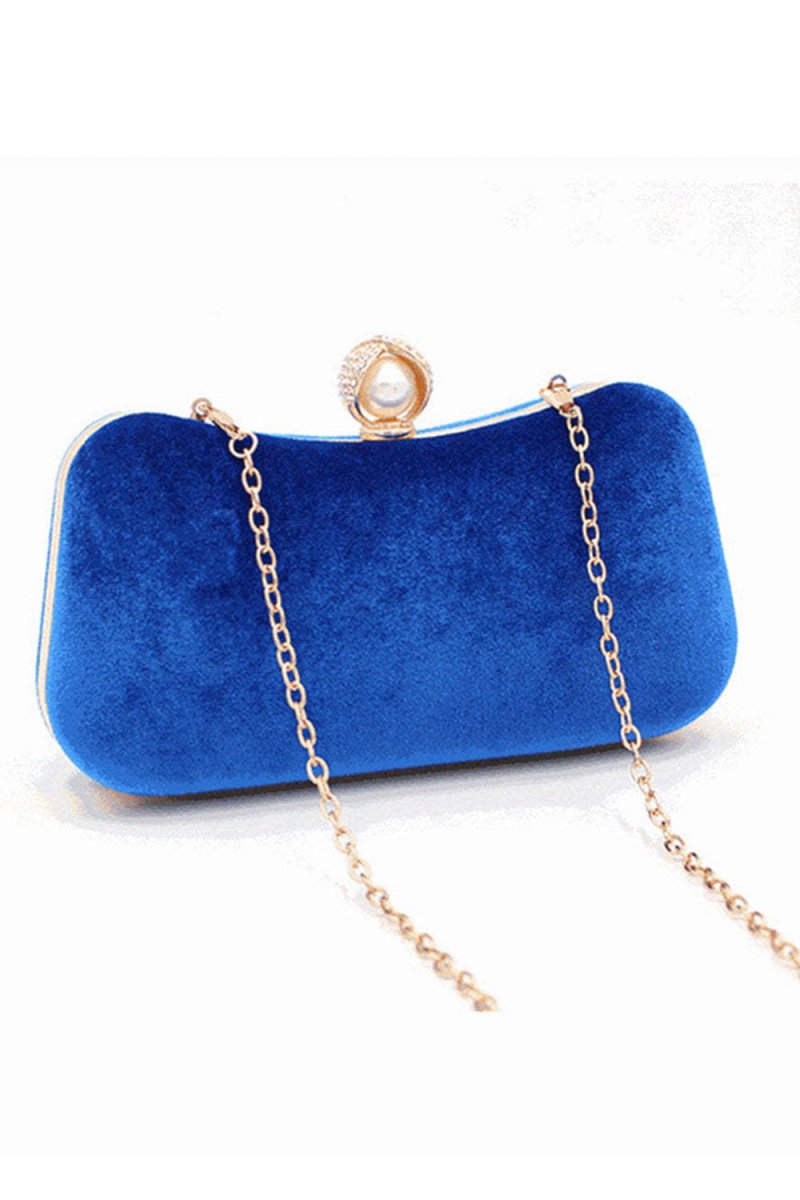 Eye - Catching Imitation Velvet Chain Clutch Bag - KissProm