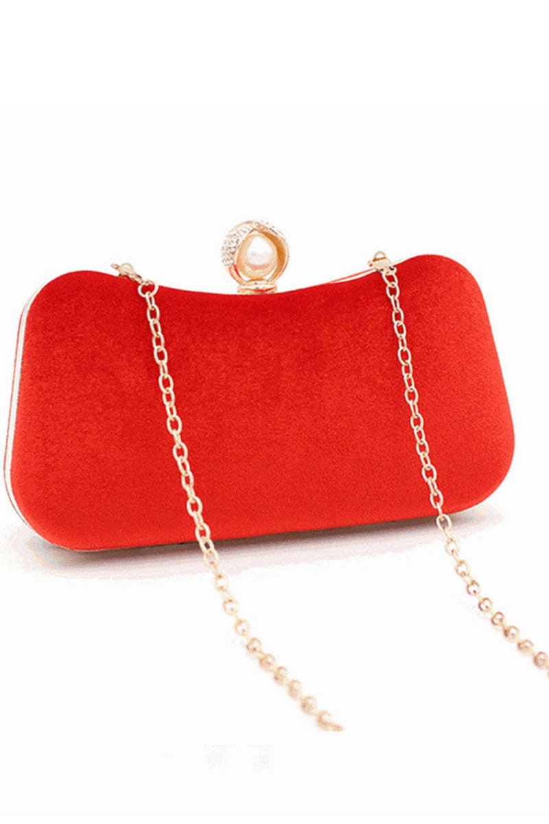 Eye - Catching Imitation Velvet Chain Clutch Bag - KissProm