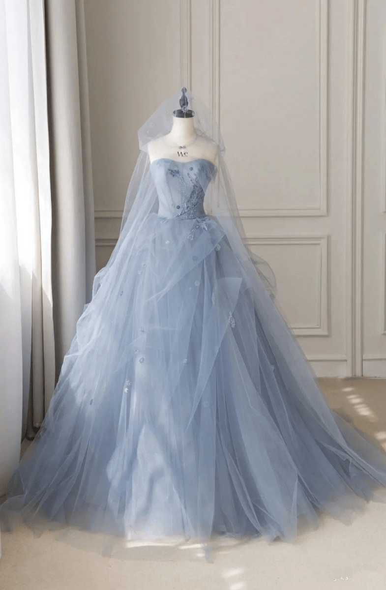 Gwyneth | Smoke Gray Tulle A - Line Sweetheart Lace - Up Back Quinceanera Dress - KissProm