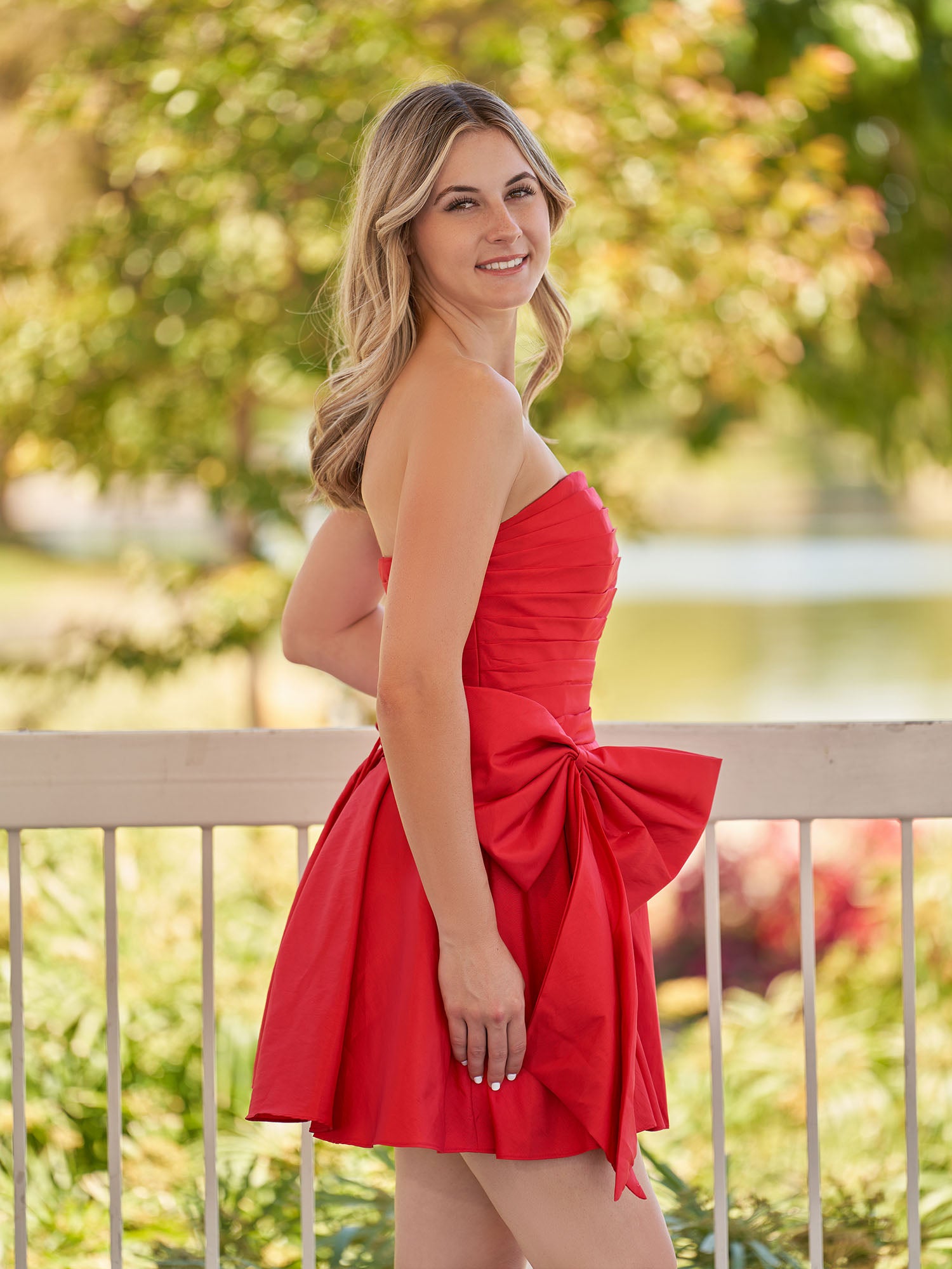 Fern | A-Line Red Strapless Mini Homecoming Dress with Bow