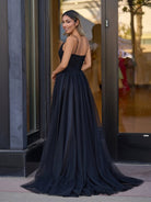 Deep V - neck Tulle Sweep Train Prom Dress - KissProm