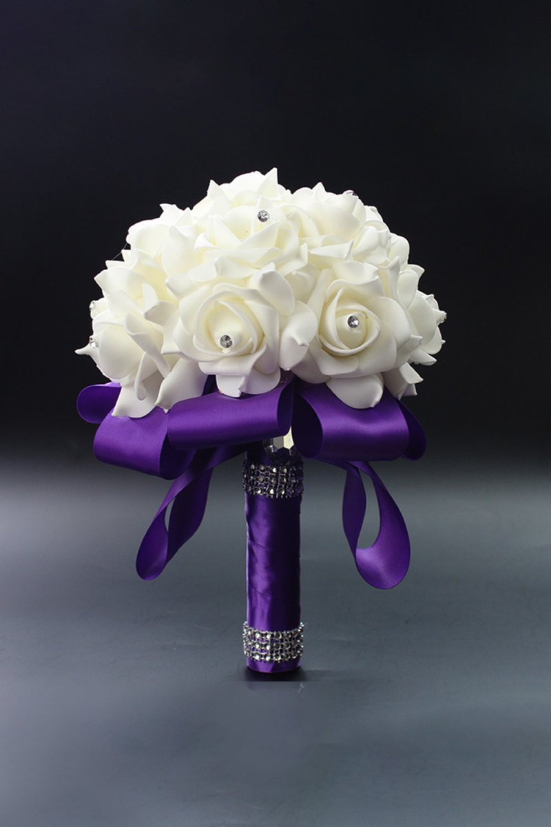 Foam Artificial Roses Wedding Flower Bouquets - KissProm