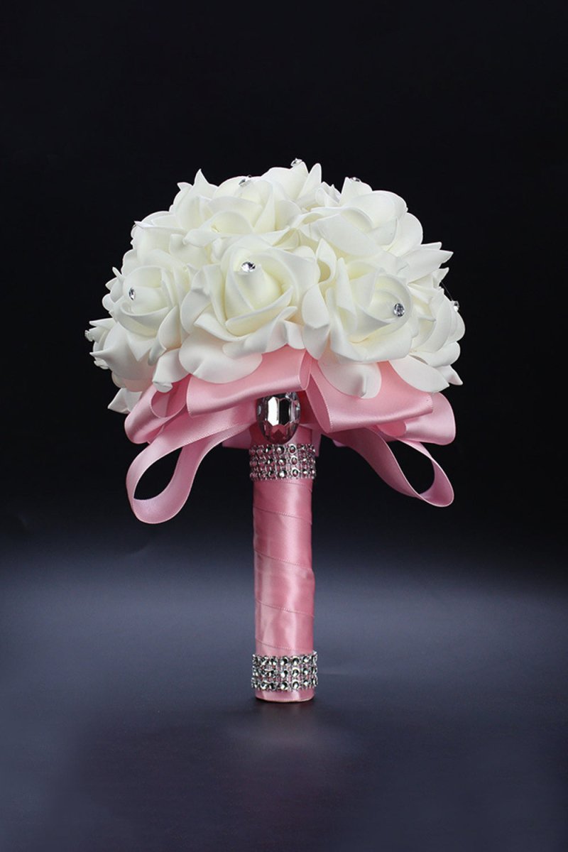 Foam Artificial Roses Wedding Flower Bouquets - KissProm