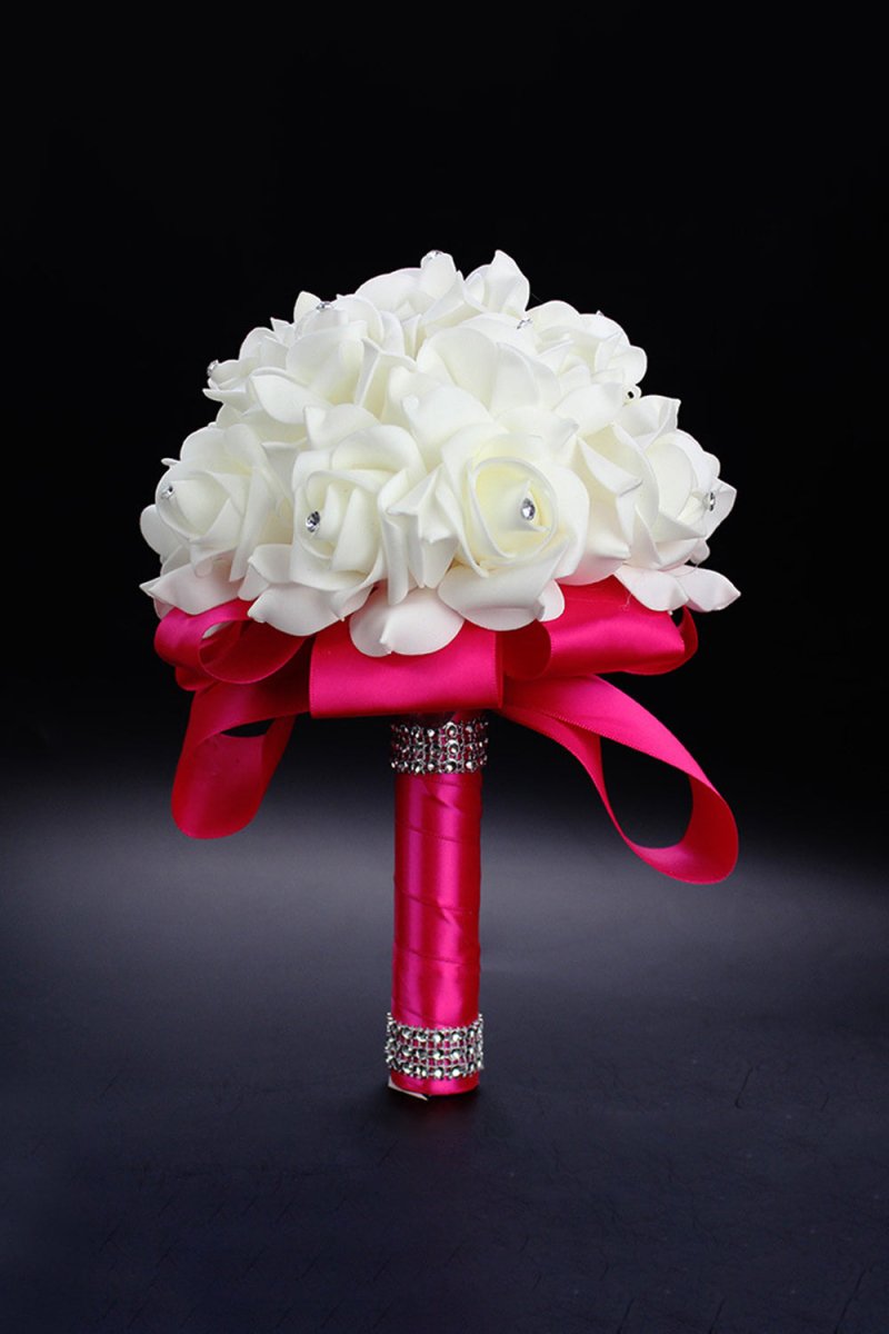 Foam Artificial Roses Wedding Flower Bouquets - KissProm