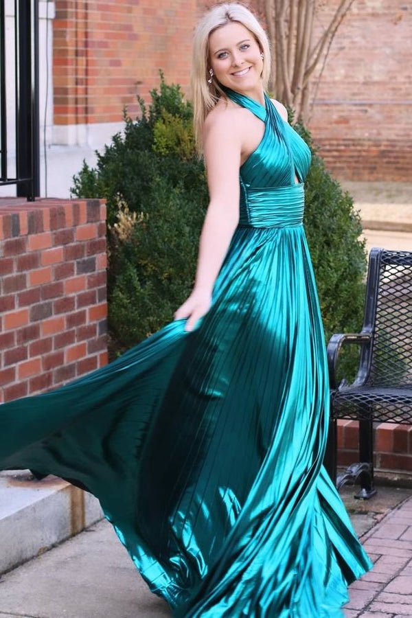 Halter neck long prom dress best sale