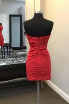 Glitter Red Sweetheart Tight Short Homecoming Dress with Appliques - KissProm