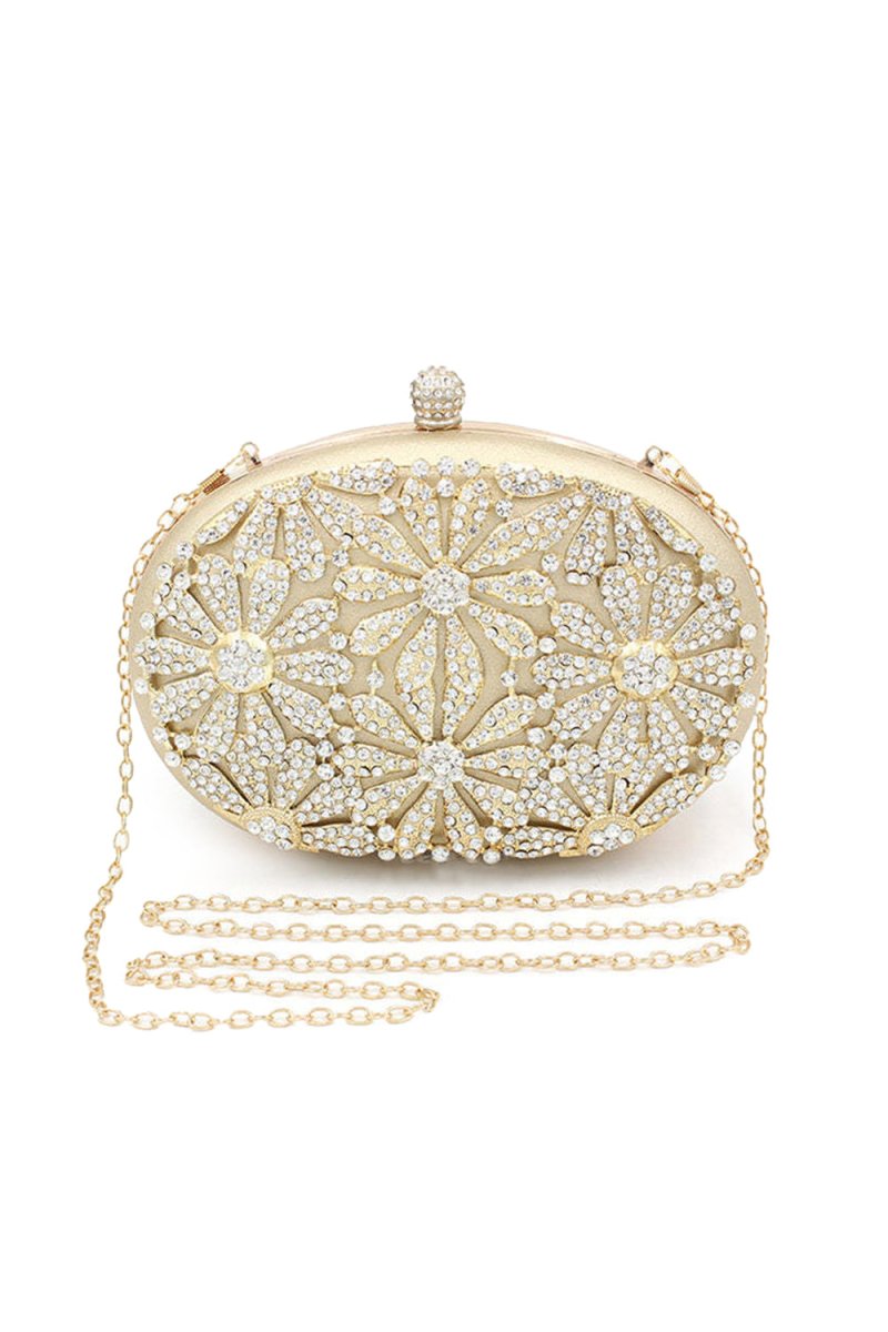 Gold Closure Beaded Clutch Bag - KissProm