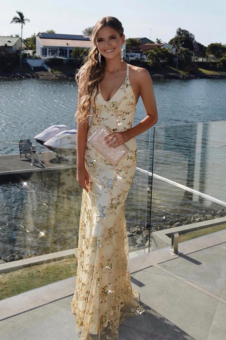 All gold 2024 prom dress