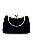 Graceful Black Rhinestone Handle Clutch Bag - KissProm