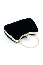 Graceful Black Rhinestone Handle Clutch Bag - KissProm