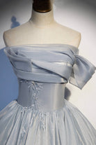 Light Gray Satin Long Ball Gown Quinceanera Dresses - KissProm