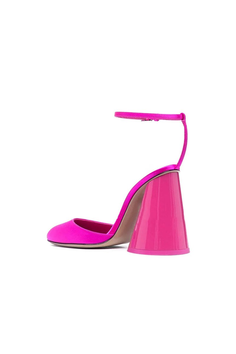 Green Ankle Strap Block Heel Sandals - KissProm