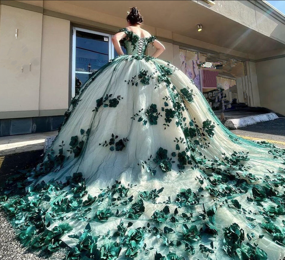 Green ball gown best sale