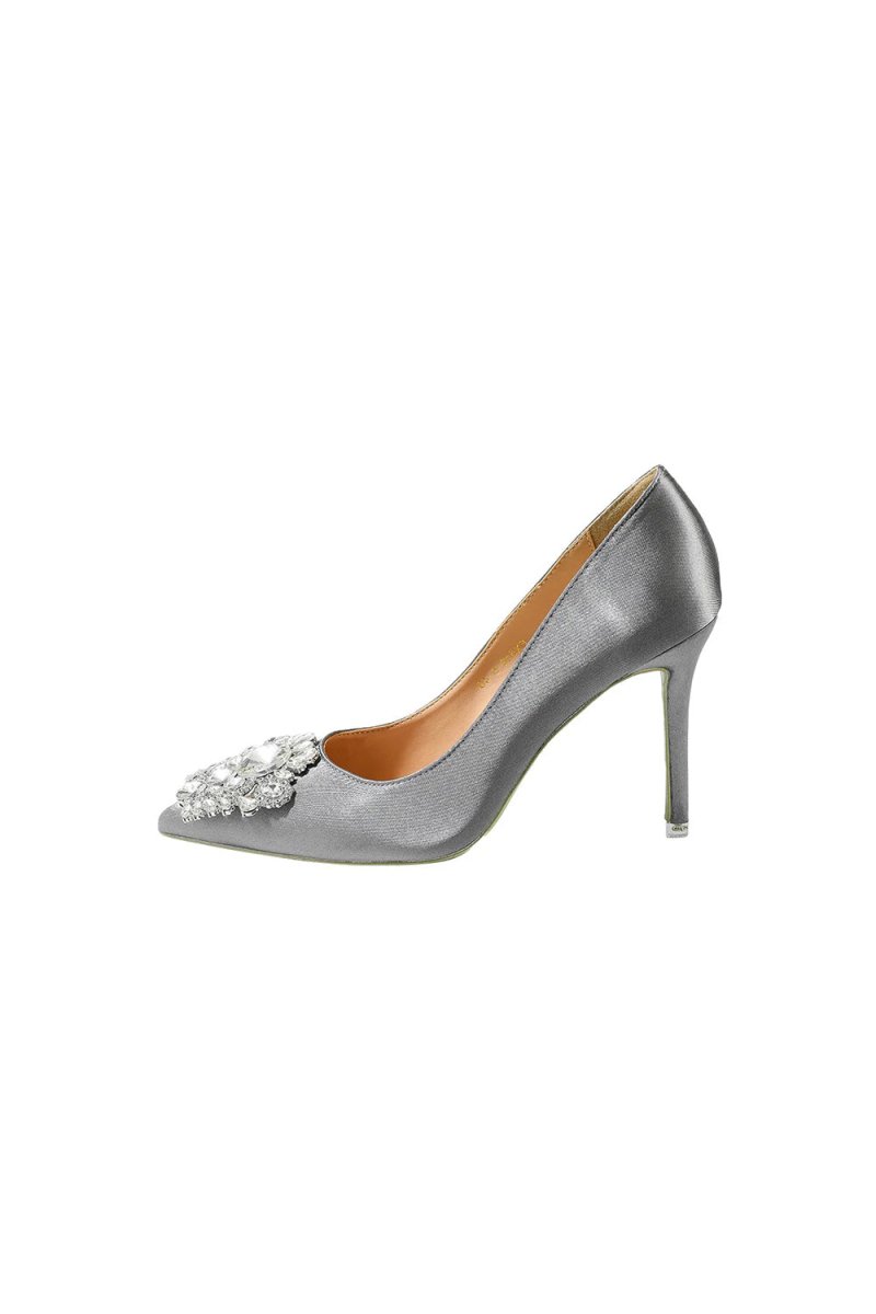 Grey Rhinestone Party Shoes - KissProm