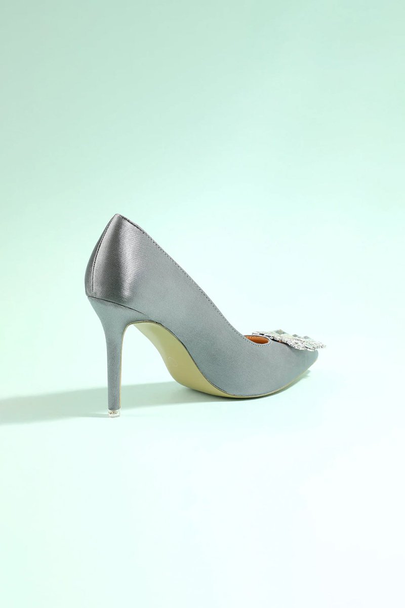 Grey Rhinestone Party Shoes - KissProm