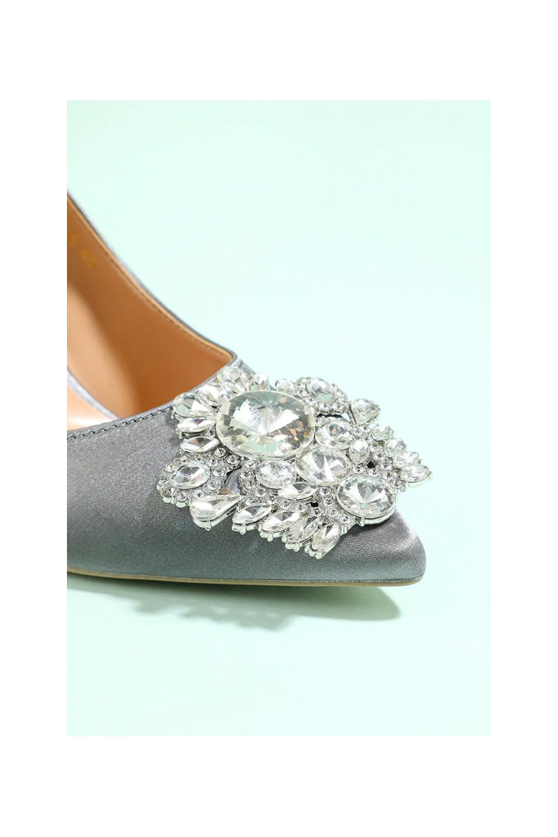 Grey Rhinestone Party Shoes - KissProm