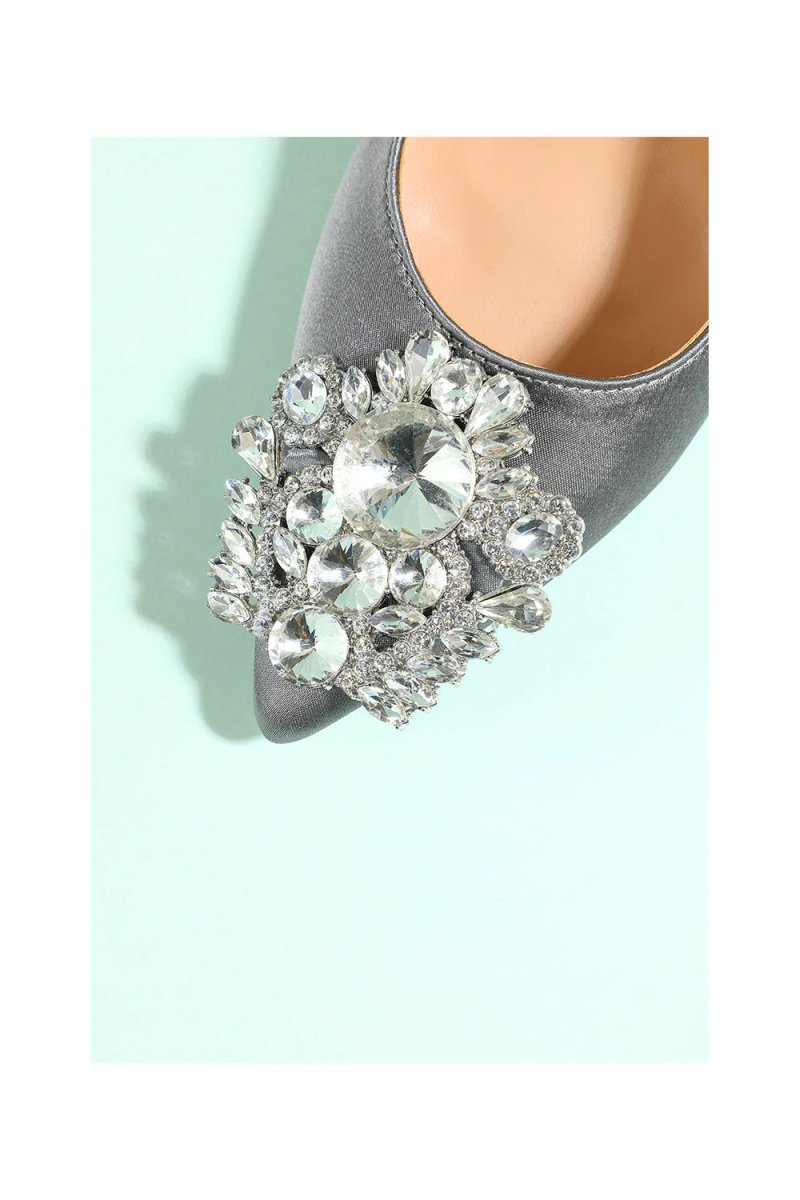 Grey Rhinestone Party Shoes - KissProm