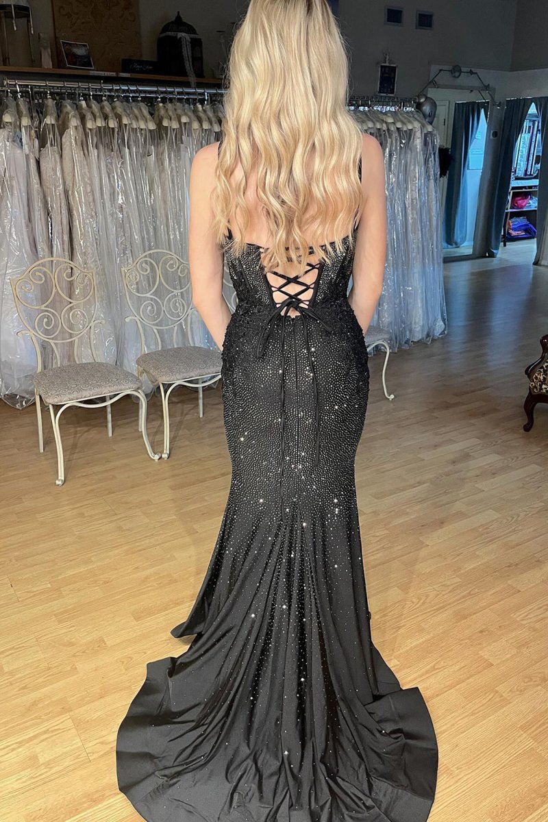 Hadley | Black Scoop Neck Mermaid Prom Dresses With Beading - KissProm