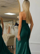 Idra | Emerald Green Beaded Strapless Applique Formal Dress with Slit - KissProm