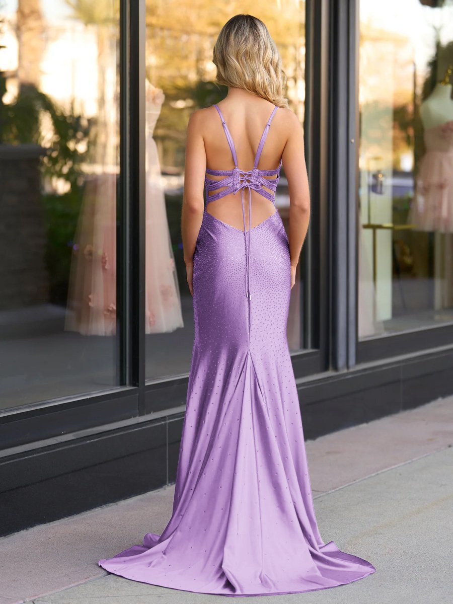 Janiyah |Mermaid V Neck Beaded Jersey Prom Dress with Slit - KissProm