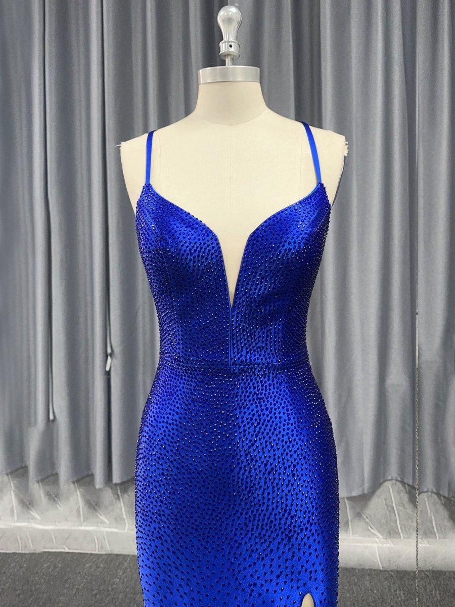 Janiyah |Mermaid V Neck Beaded Jersey Prom Dress with Slit - KissProm