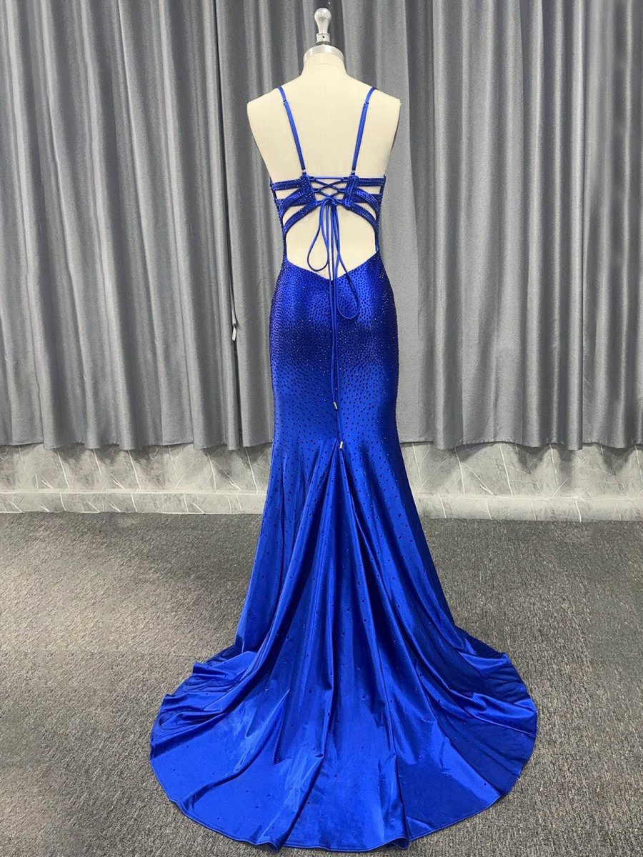 Janiyah |Mermaid V Neck Beaded Jersey Prom Dress with Slit - KissProm