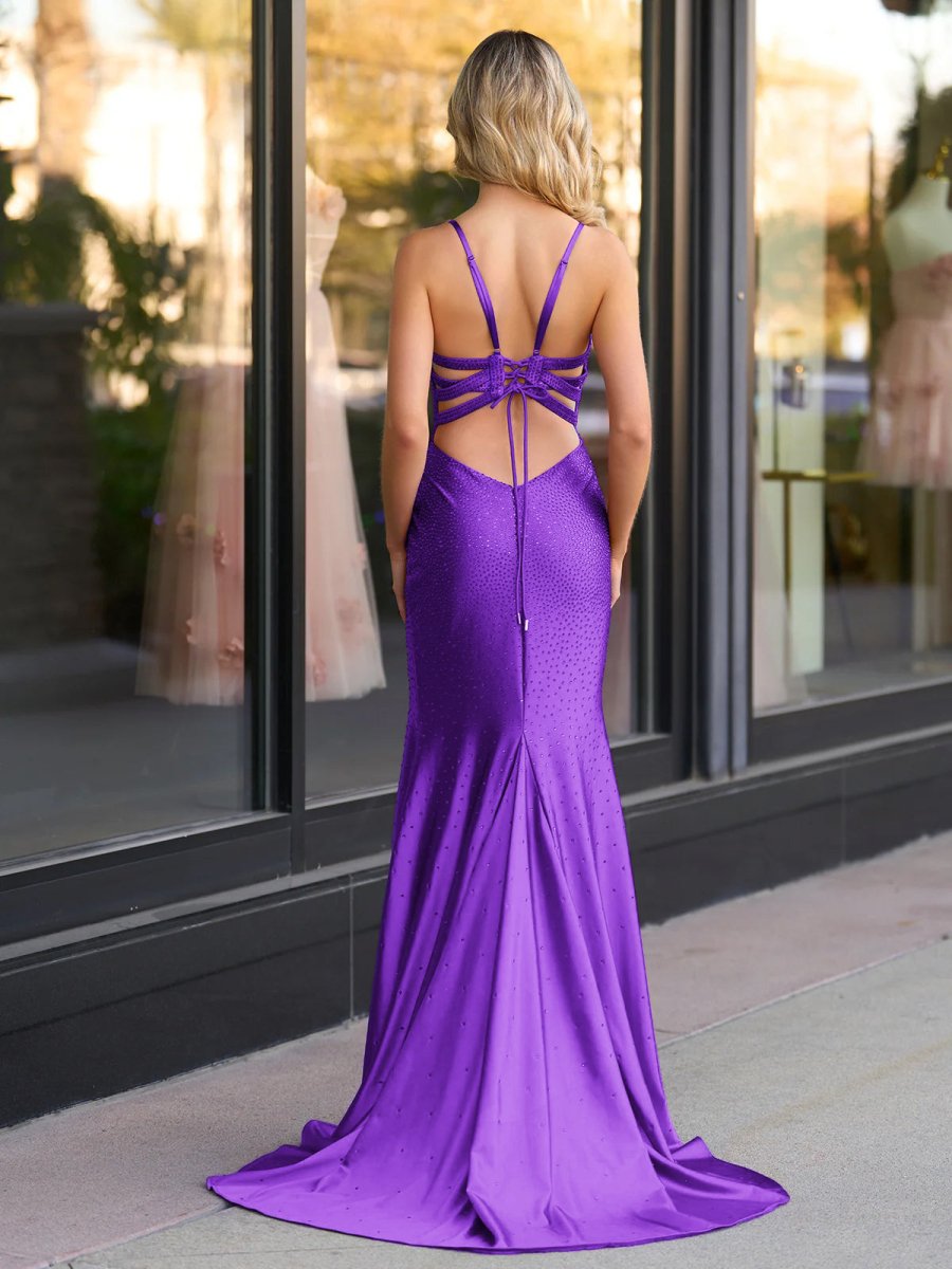 Janiyah |Mermaid V Neck Beaded Jersey Prom Dress with Slit - KissProm