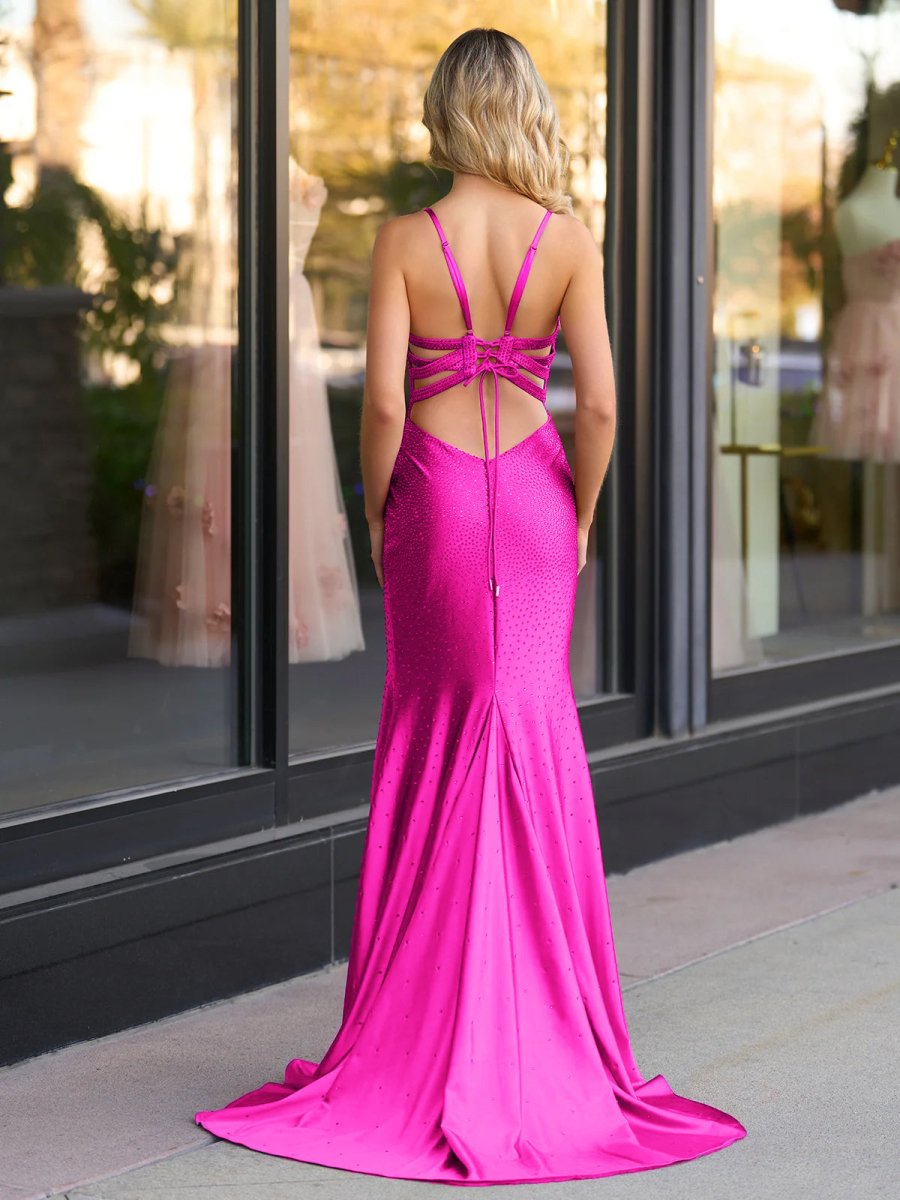 Janiyah |Mermaid V Neck Beaded Jersey Prom Dress with Slit - KissProm