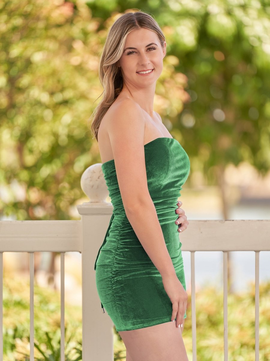 Juliana | Bodycon Strapless Royal Blue Velvet Homecoming Dresses - KissProm