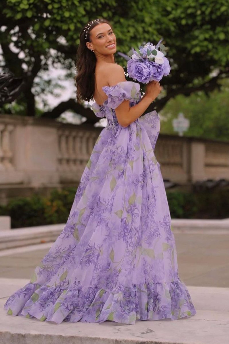 Kay | Strapless A - Line Floral Prom Dress With Detachable Sleeves - KissProm