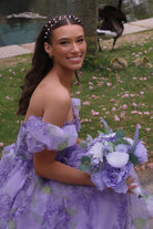 Kay | Strapless A - Line Floral Prom Dress With Detachable Sleeves - KissProm