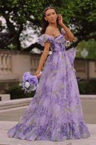 Kay | Strapless A - Line Floral Prom Dress With Detachable Sleeves - KissProm