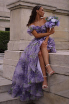 Kay | Strapless A - Line Floral Prom Dress With Detachable Sleeves - KissProm