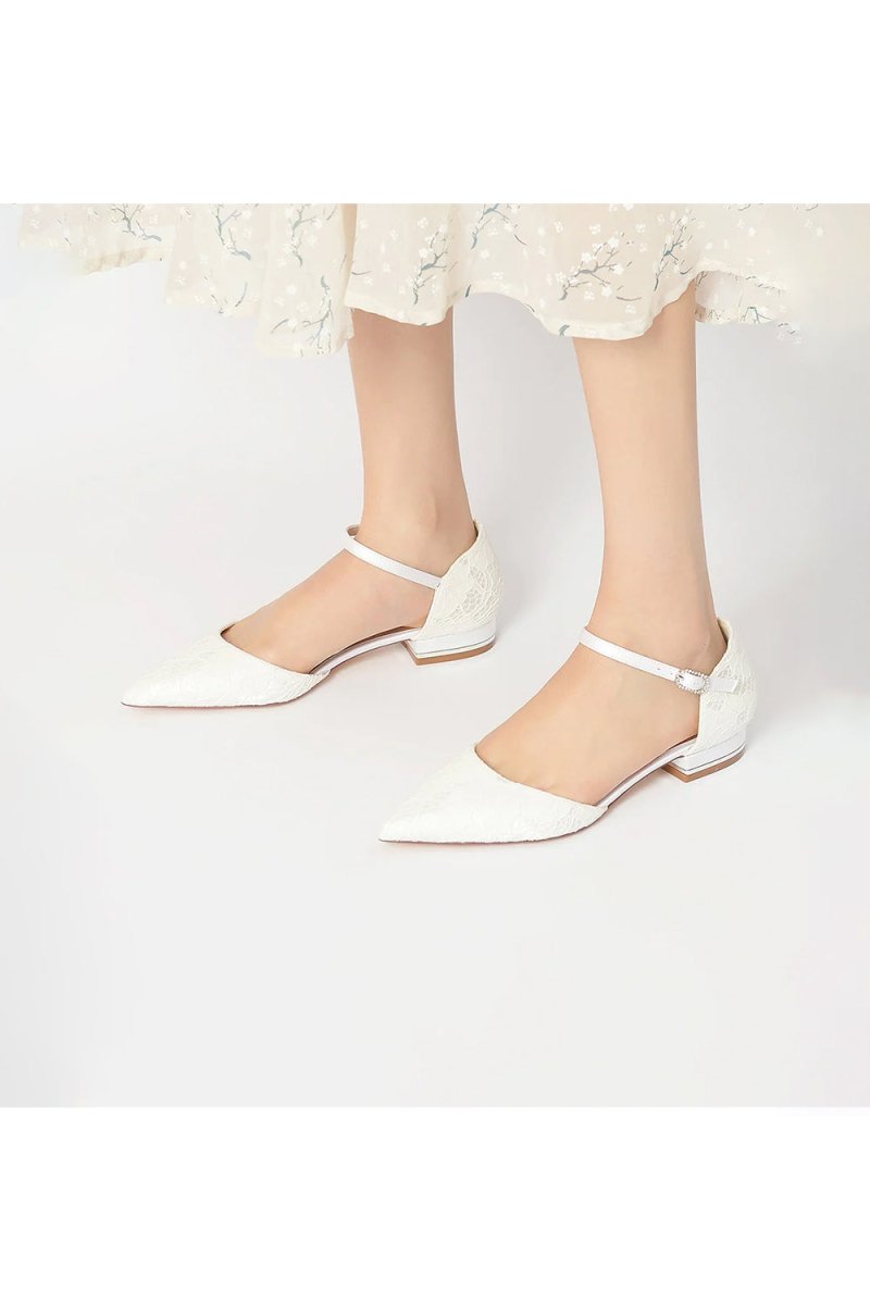 Lace One - strap Buckle Pointed Toe Mules - KissProm