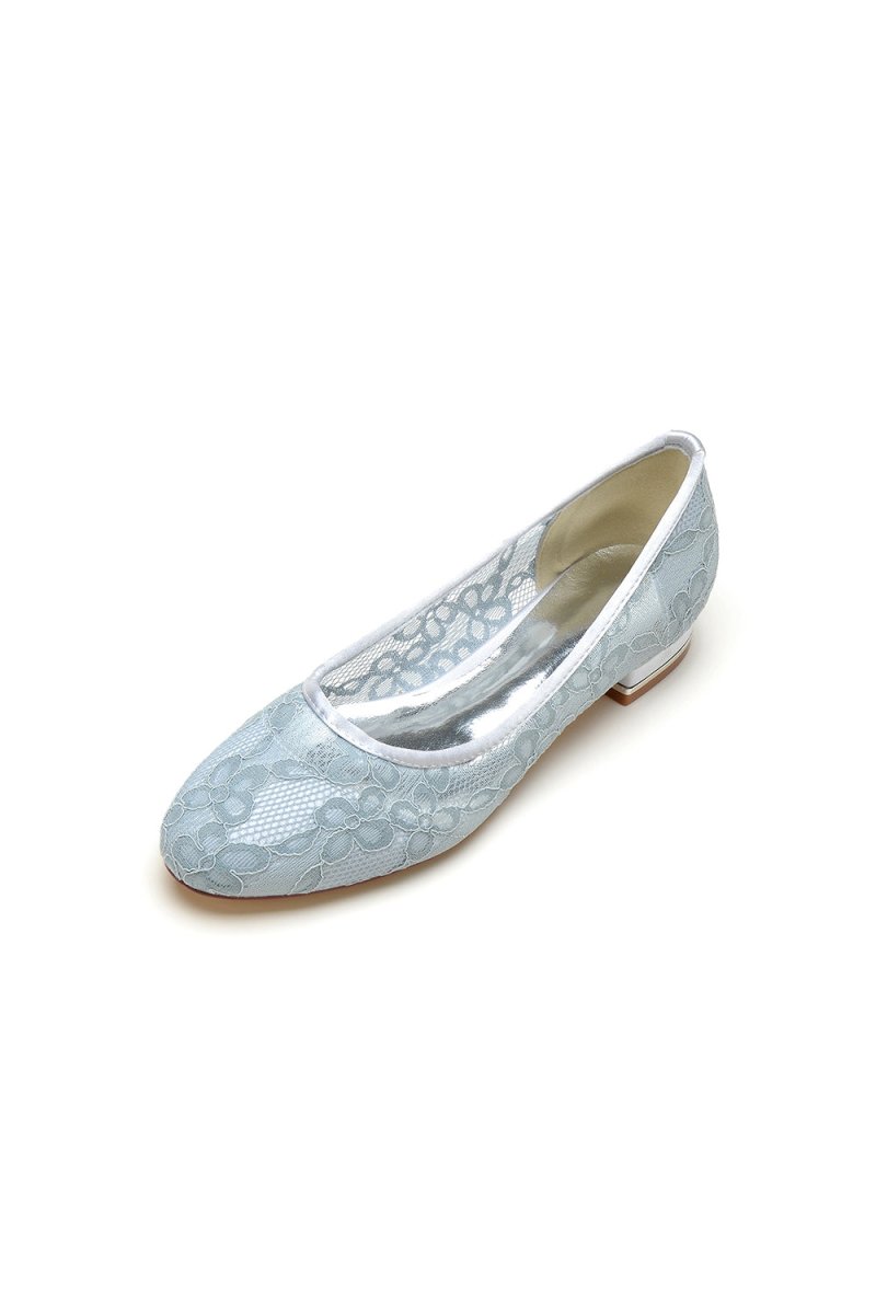 Lace Pointed Toe Wedding Flats - KissProm