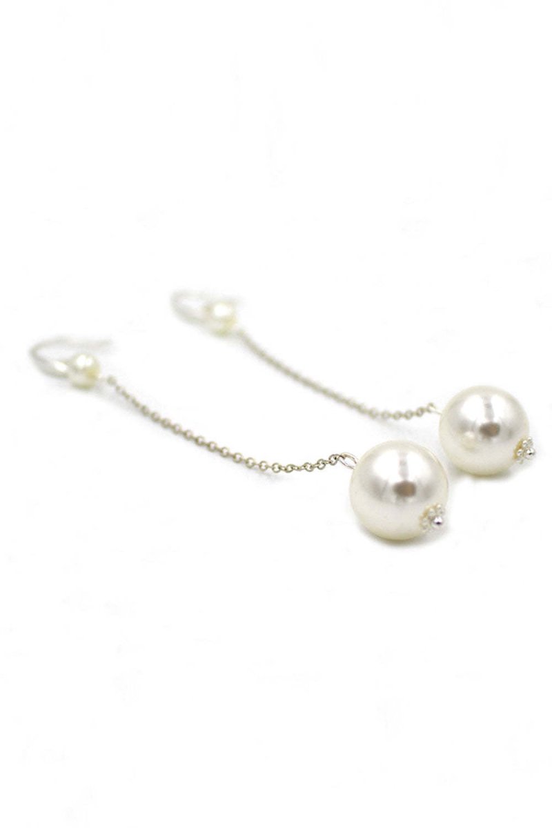 Large Pearl Fish Silk Thread Bridal Headband Earrings - KissProm