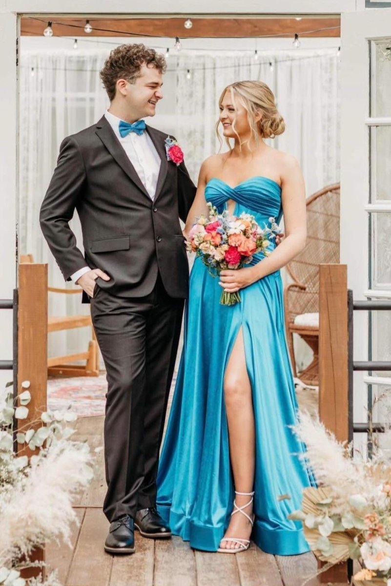 Leif | A Line Sweetheart Royal Blue Keyhole Long Prom Dress - KissProm