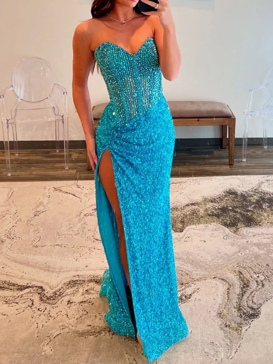 Maci | Sweetheart Sequins Mermaid Prom Dress With Beading - KissProm