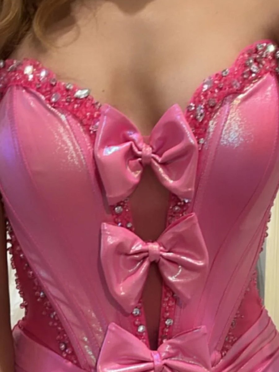 Mare | Hot Pink Sweetheart Mermaid Prom Dress with Bowknot - KissProm