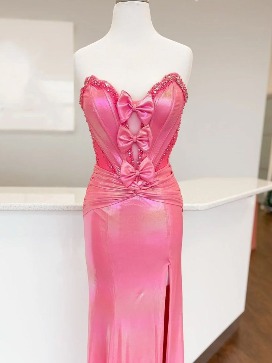 Mare | Hot Pink Sweetheart Mermaid Prom Dress with Bowknot - KissProm