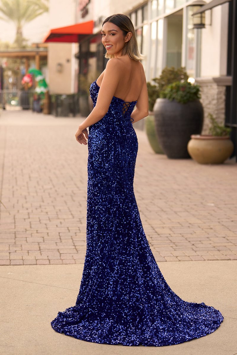 Dahlia |Mermaid Strapless Sequins Long Prom Dress with Slit - KissProm