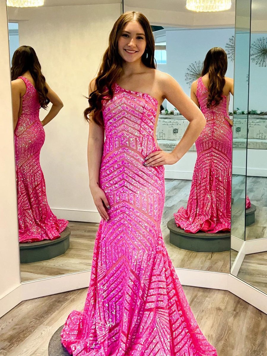 Yaretzi |Mermaid Unique One Shoulder Sequins Prom Dress - KissProm