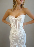 Mermaid Sexy Sweetheart Sleeveless Lace Wedding Dresses - KissProm