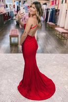 KissProm Mermaid Spaghetti Straps Long Prom Dress with Appliques | The spaghetti straps draw the eye in and give a subtle sensuality to your look. And with beautiful appliques adorning the dress.