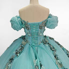 Mint Green Off Shoulder Court Train Quinceañera Dress - KissProm