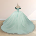 Mint Green Off the shoulder Tulle Ball Gown Quinceanera Dresses - KissProm