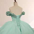 Mint Green Off the shoulder Tulle Ball Gown Quinceanera Dresses - KissProm